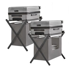 Set of 2 Luggage Racks. with Removable Laundry Bag