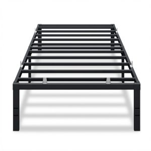 Heavy duty metal bed frame with underbed storage