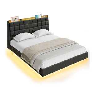 Floating Bed Frame with LED Lights