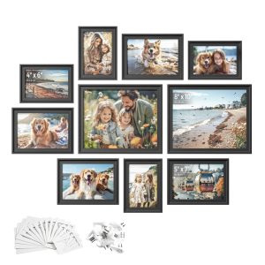 Set of 10 Picture Frames with 16 Mats