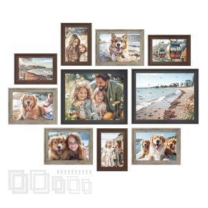 SONGMICS Picture Frames with 16 Mats. Set of 10 Collage Photo Frames